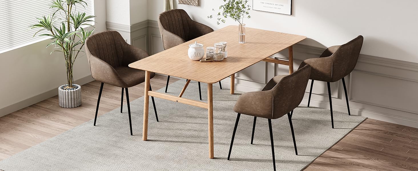 Обідні стільці для їдальні з підлокітниками, комплект 4 шт, темно-коричневі. М'яке сидіння з поліестеру для кухні, вітальні, спальні