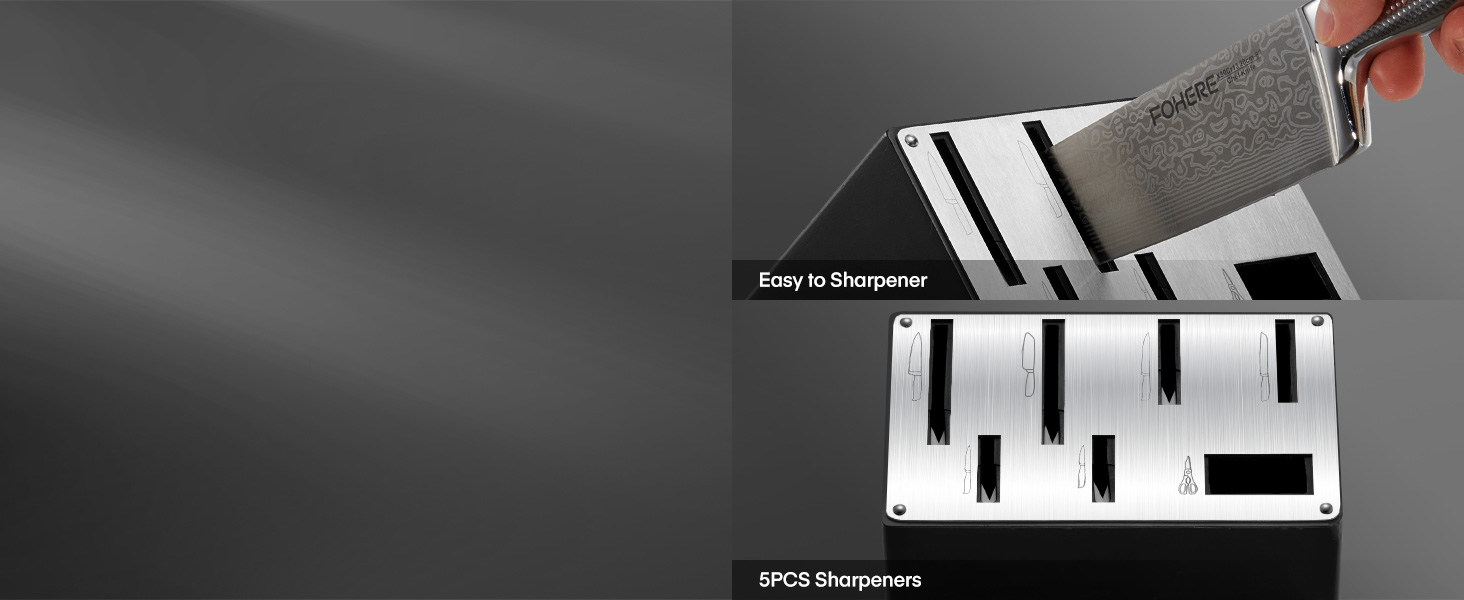 Набір ножів FOHERE з бруском для заточування, 14 предметів. Професійний набір кухонних ножів з нержавіючої сталі, ергономічні ручки, ідеальний подарунок