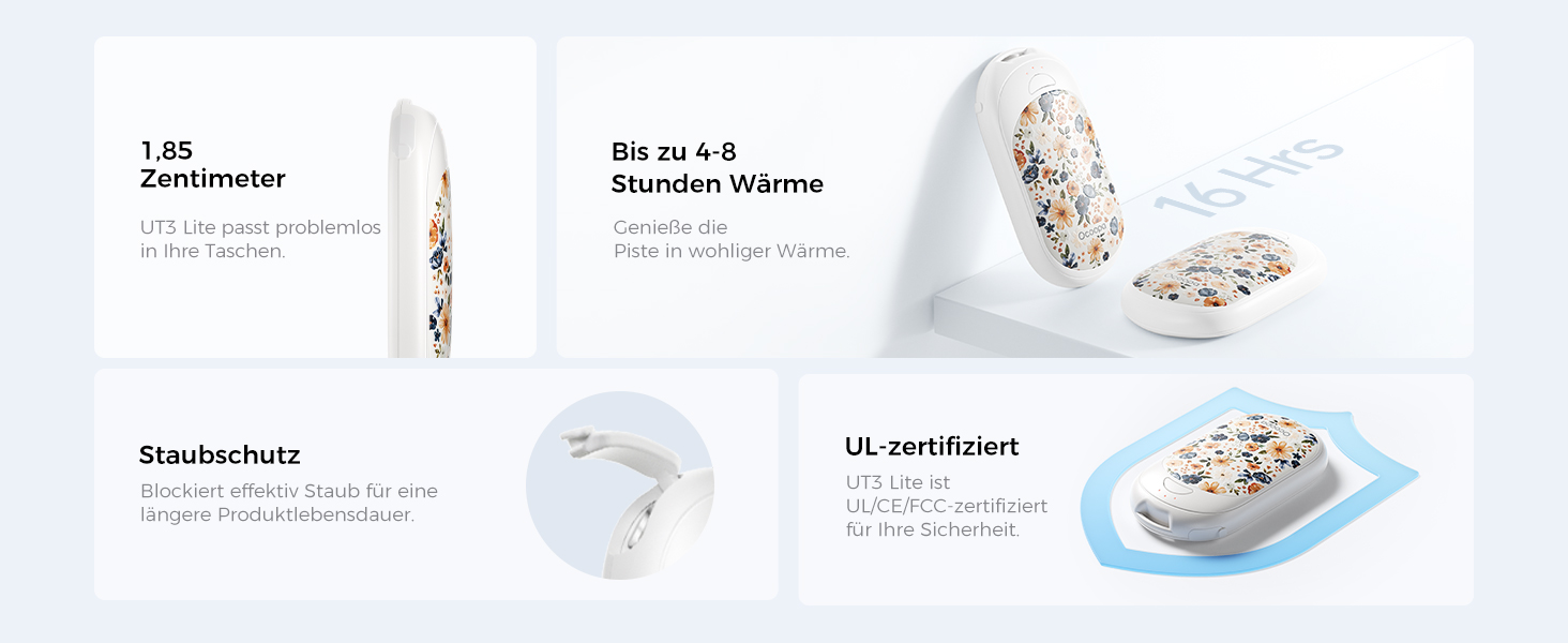 Електричні грілки для рук OCOOPA 2 шт. з магнітною застібкою, 5000mAh, 3 режими нагріву, компактні, для рукавичок, сумки, зимові аксесуари, подарунки для чоловіків та жінок, фіолетовий/білий