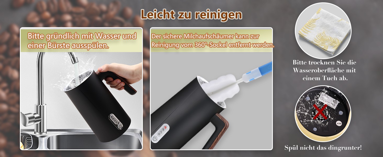 Електричний спінювач молока 4-в-1 – спінювач молока, нагрівач молока з автоматичним відключенням, білий (чорний)