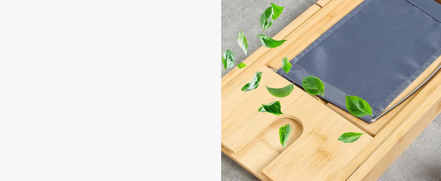 Підставка для ванни з бамбука Floordirekt, регульована, з полицею для книг, висувна, Oklahoma