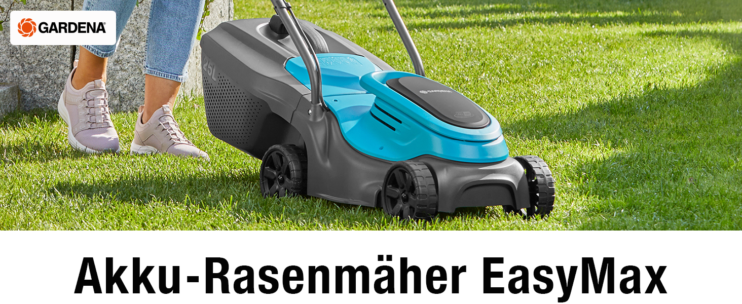 Акумуляторний газонокосарка Gardena EasyMax 30/18V Ready-to-Use Set, ширина косіння 30 см, Power for All-акумулятор, компактна та маневрена, для малих садів