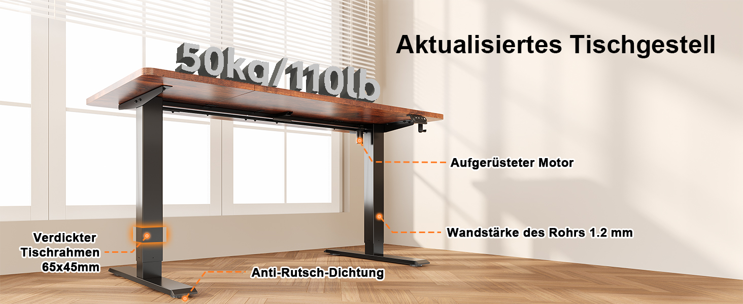 Електричний регульований стіл JUMMICO Standing Desk, висота регулюється, з функцією пам'яті, білий (180 x 80 см, коричневий)