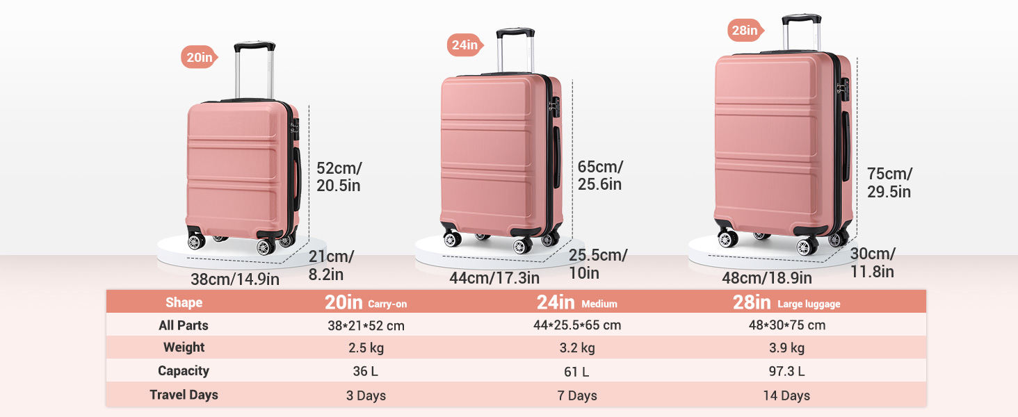 KONO Чемодан-Тролей Рожеве Золото (55 см)