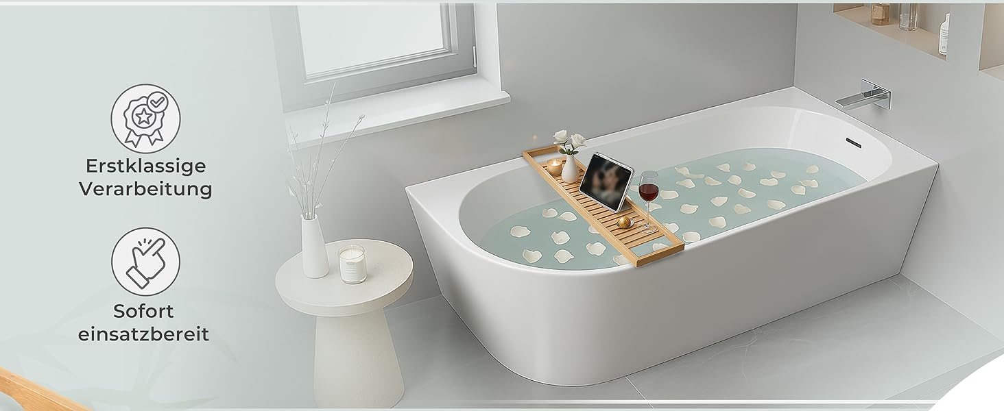 Поличка для ванни Torrex® 30540 з бамбука, різні розміри, 74 x 15 x 3,5 см