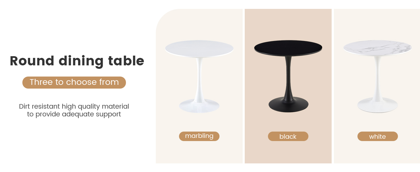 Круглий обідній стіл для кухні, вітальні, балкону. Діаметр 70/80 см, білий/чорний