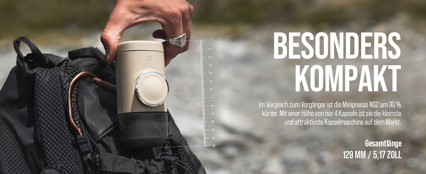 WACACO Minipresso NS2 - портативна кавомашина для Nespresso капсул, ручна, бежевий колір