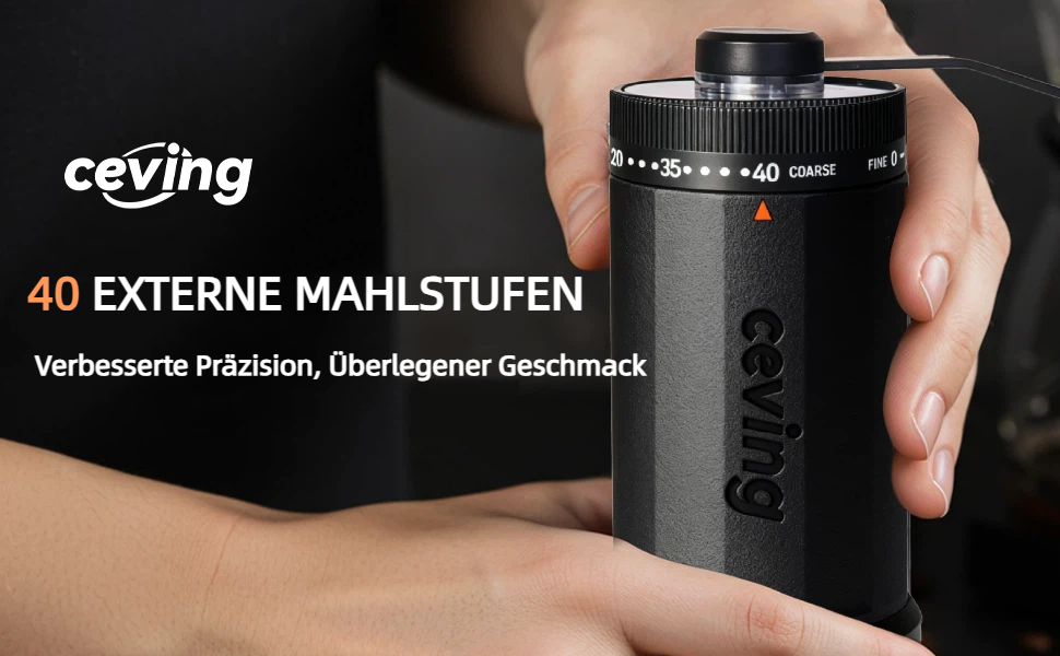 Ручна кавомолка MEGA PRO: кавомоля для еспресо, френч-пресу, подорожей. CNC жернова, 40 налаштувань, 30г