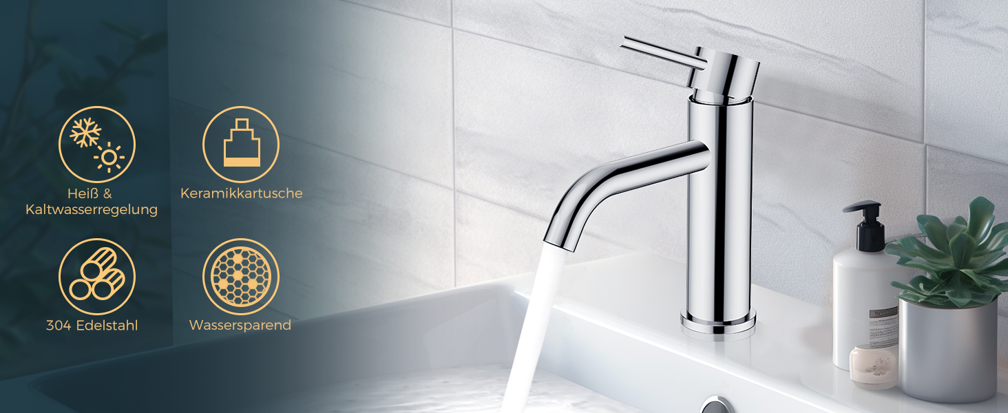 Змішувач для ванної кімнати FORIOUS з комплектом зливу, чорний, висота виливу 190 мм, однорідний, для умивальника, ванної кімнати