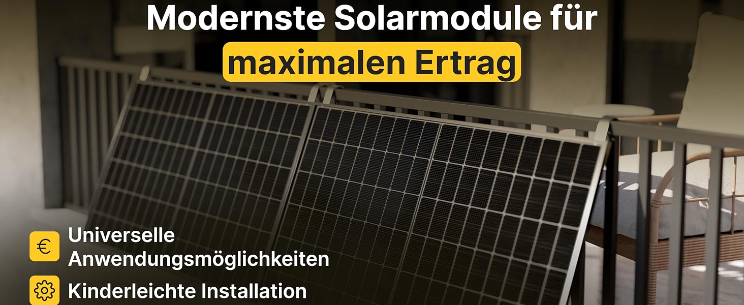 Двосторонній сонячна панель Solakon 500W N-Type Glass-Glass, 40V Full Black для балкона та фотоелектричних систем (1 шт)