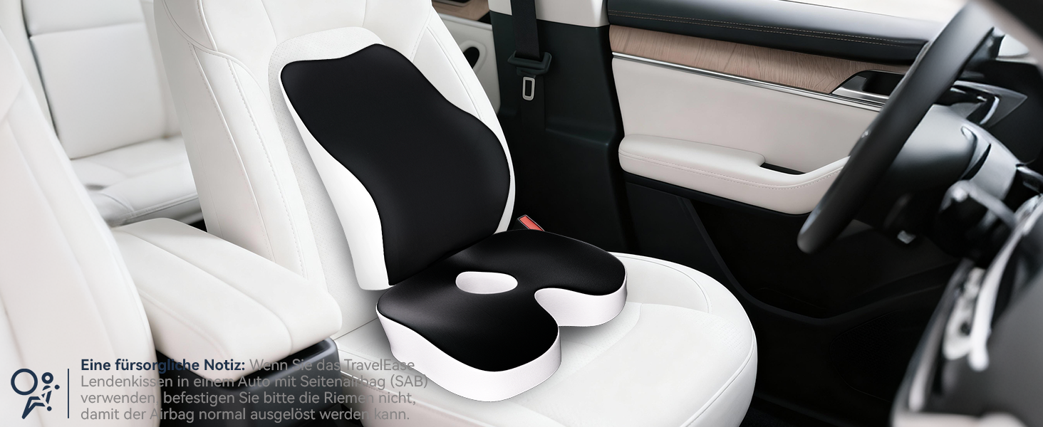 Набір подушок для сидіння з memory foam: для офісного крісла, авто, дому та подорожей. Комфорт спини та сідниць. Чорний колір