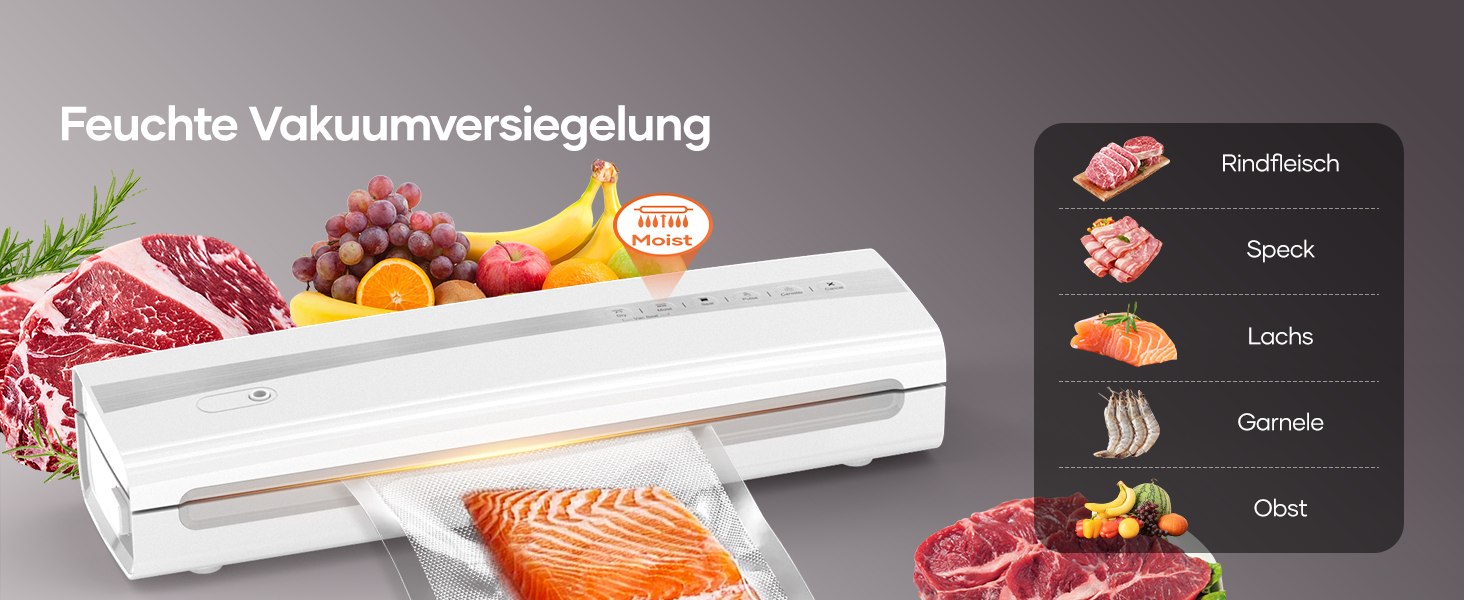 Вакуумний пакувальник Kejector для продуктів з роликом 5м, ножем та шлангом - багатофункціональний, сухий/вологий режим для тривалого зберігання