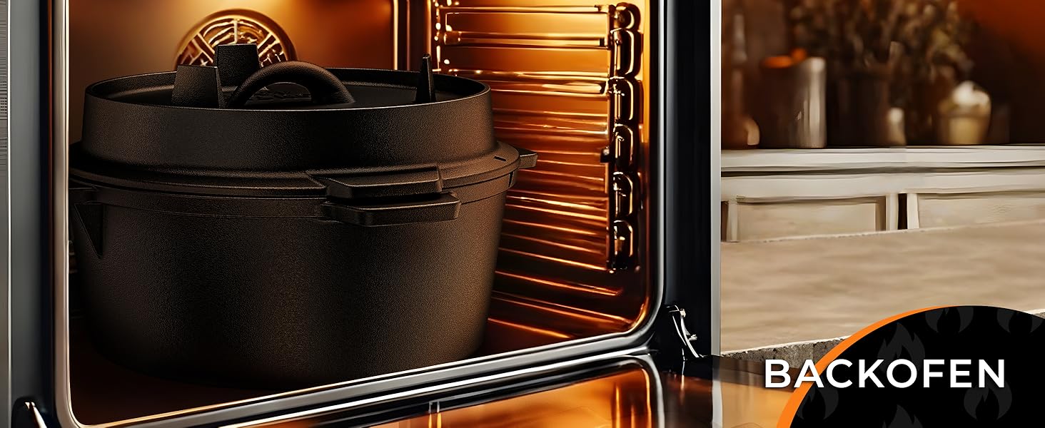 Набір чавунний казан Dutch Oven 4.5л з кришкою, підставкою та підйомником для кришки, підходить для 2-4 осіб