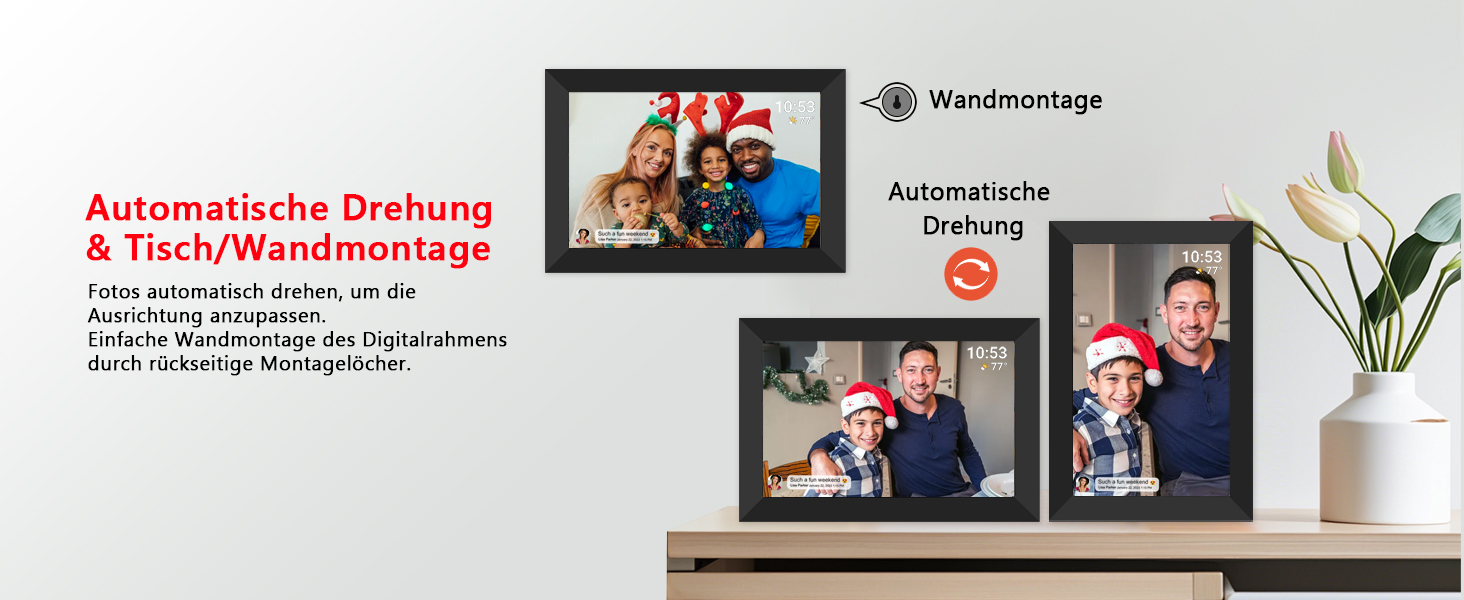 Цифровий фоторамка FRAMEO WLAN 32GB: 10.1 дюймовий Smart Cloud-фоторамка з IPS LCD сенсорним екраном та автоматичним поворотом