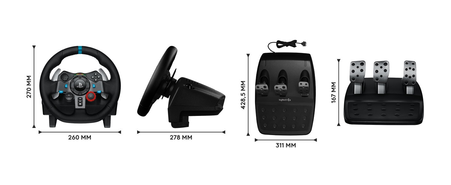 Logitech G29 Driving Force Racing Wheel – Ігровий кермо з Force Feedback для PS5, PS4, PC, Mac. Шкіряне кермо, педалі з нержавіючої сталі.