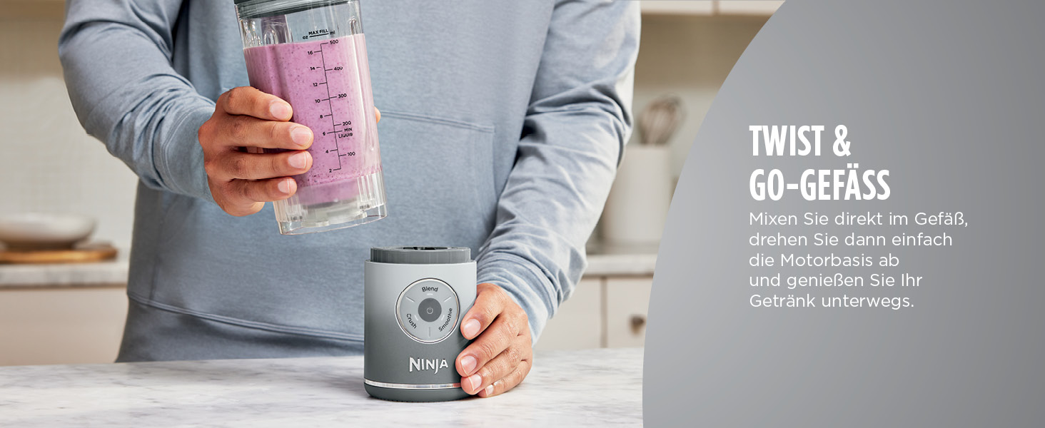 Портативний блендер Ninja Blast Max BC251EULD (сріблястий) – 570 мл, акумуляторний, для смузі та протеїнових коктейлів