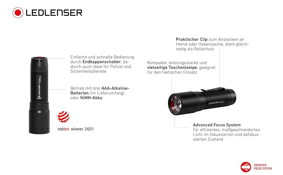 Ліхтарик з сердечником Ledlenser P6, підсвічування за індивідуальним замовленням завдяки вдосконаленій системі фокусування, 90 люмен, 6 годин роботи, надвисока яскравість