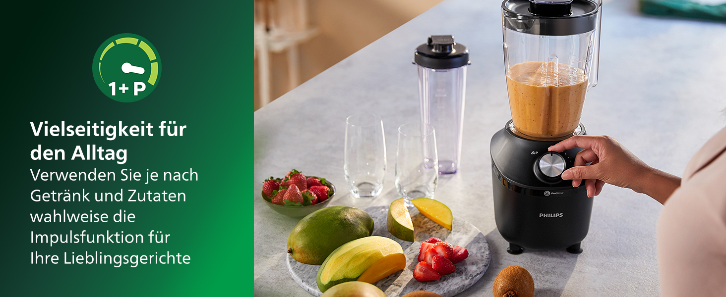 Блендер Philips HR2041/41 450 Вт, ProBlend, 1,9 л, пластикова чаша, з пляшкою, чорний