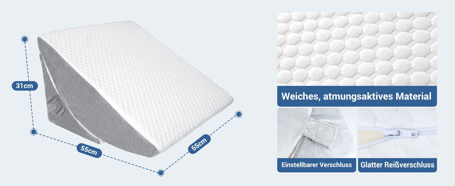 Регульована ортопедична подушка-клин з валком для шиї, подушка для читання та підтримки спини з пінополіуретану високої щільності для ліжка та дивана