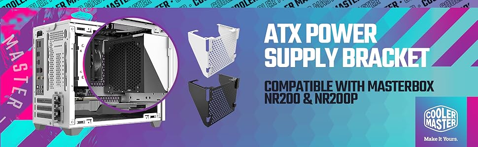 Кріплення для ATX блоку живлення Cooler Master NR200, біле, сталь, для MasterBox NR200/NR200P, модульний монтаж, вентильований дизайн, легка установка