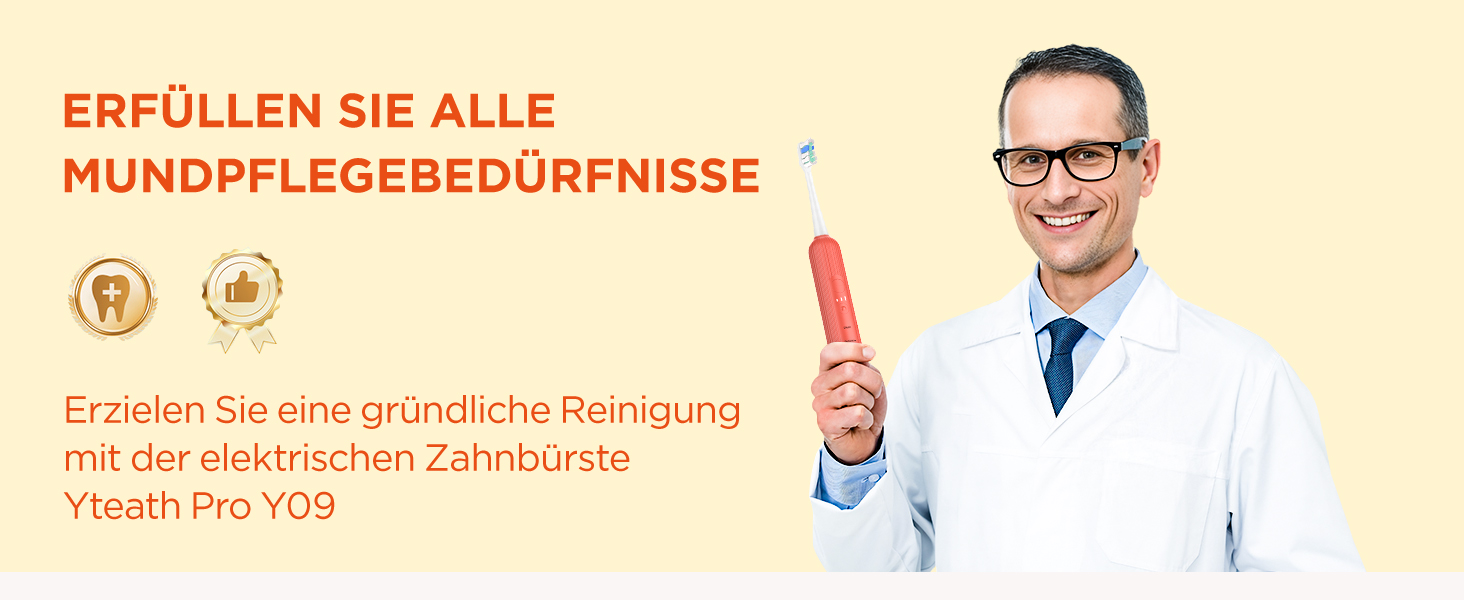 Електрична зубна щітка звукового типу для дорослих та дітей Rosenrot, 5 режимів, 3 інтенсивності, таймер, 8 насадок, етитуй