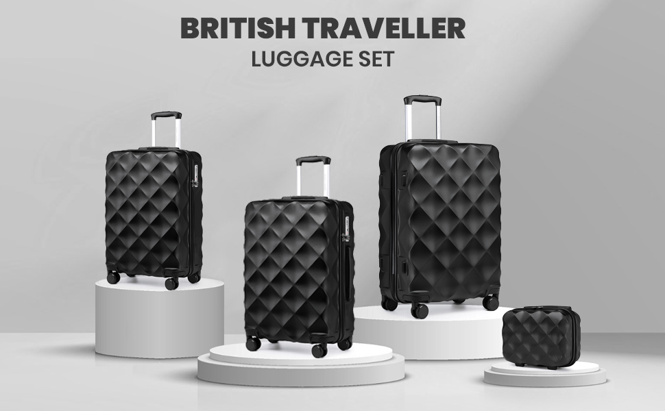 Жорсткий чохол British Traveller XL, 74,5x49x30,5 см, ABSPC, замок TSA, чорний