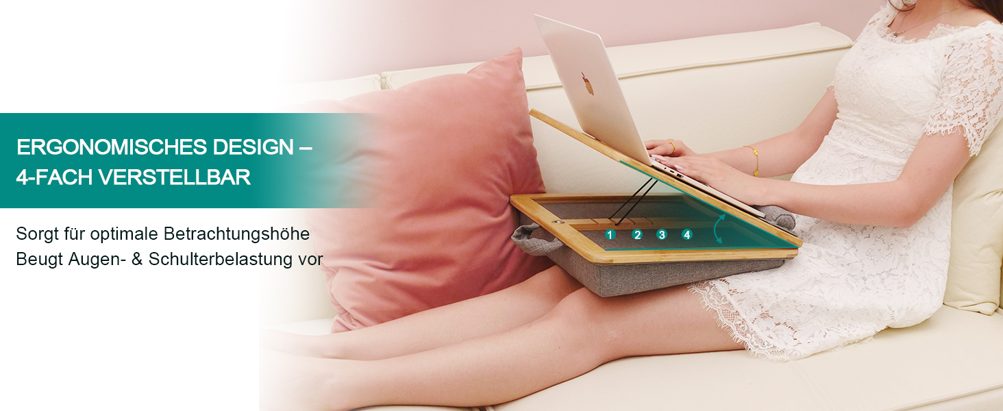 Зручний портативний столик-підставка для ноутбука до 15.6 дюймів, з подушкою, для студентів та роботи з книгами/планшетами