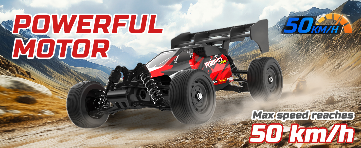 Радіокерований позашляховик DEERC 9205E 1:10 48 км/год 4WD Monstertruck з 2 акумуляторами, 2.4GHz, для дітей та дорослих