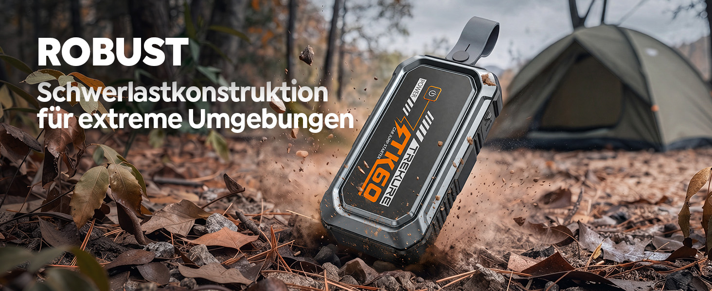 Бустер для автомобіля TREKURE 7000A — Пусковий пристрій (Powerbank) для авто до 9л бензин та 6.5л дизель, з функцією примусового запуску, магнітним кріпленням та 4-в-1 LED робочим світлом, чорний