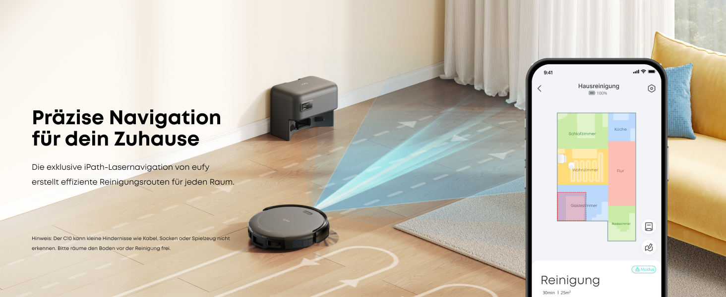 Робот-пилосос eufy C10 з автоматичною станцією самоочищення, 7,3 см, для прибирання килимів, з бічною щіткою для кутів, лазерна та інфрачервона навігація