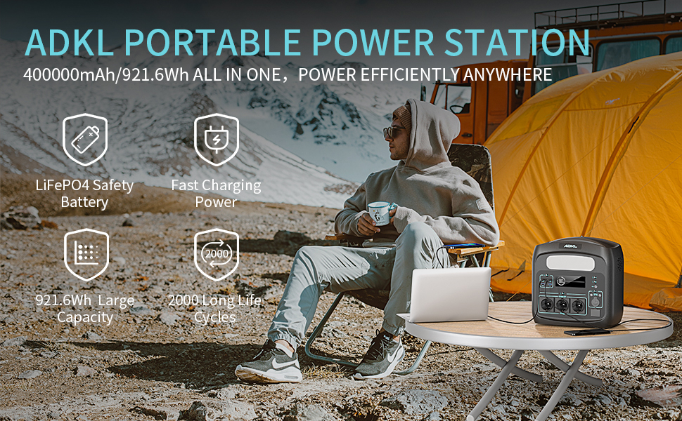 Портативна електростанція Powerbank 320Wh з LiFePO4 акумулятором, 1200W, для кемпінгу, подорожей та надзвичайних ситуацій