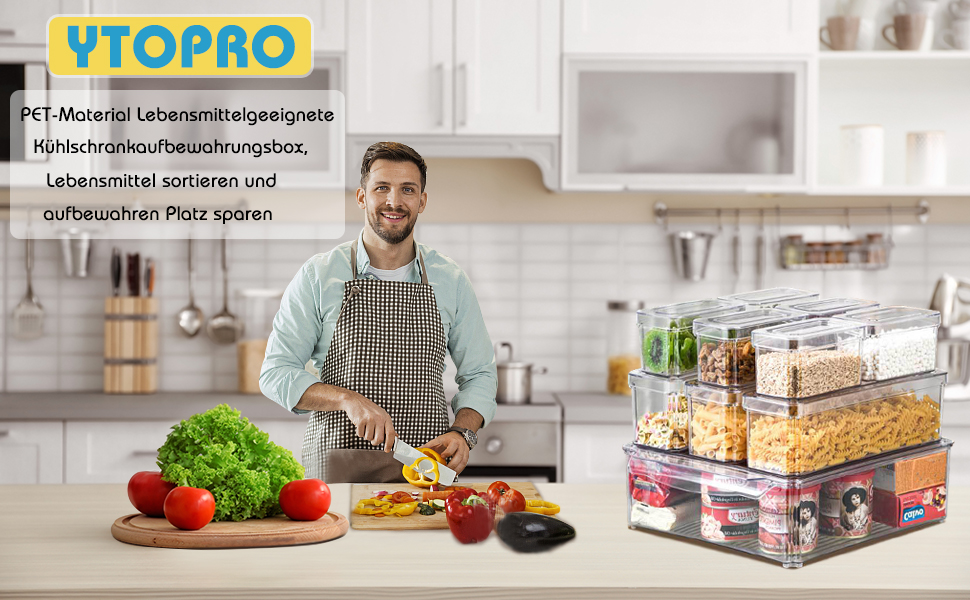 Набір контейнерів для холодильника 14шт. з кришкою та підставкою для посуду, прозорі, стекувальні. Організація та зберігання в холодильнику