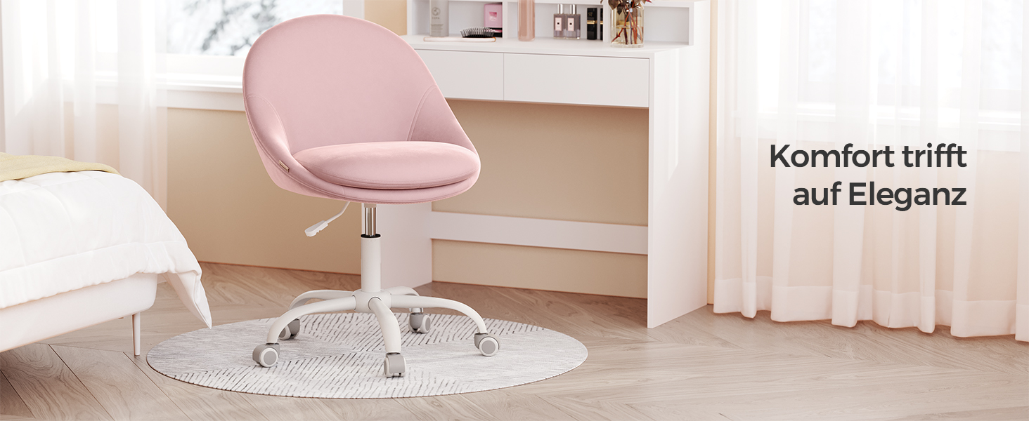 Крісло для домашнього офісу регулюється по висоті за допомогою м'якої подушки - пастельно-рожевий