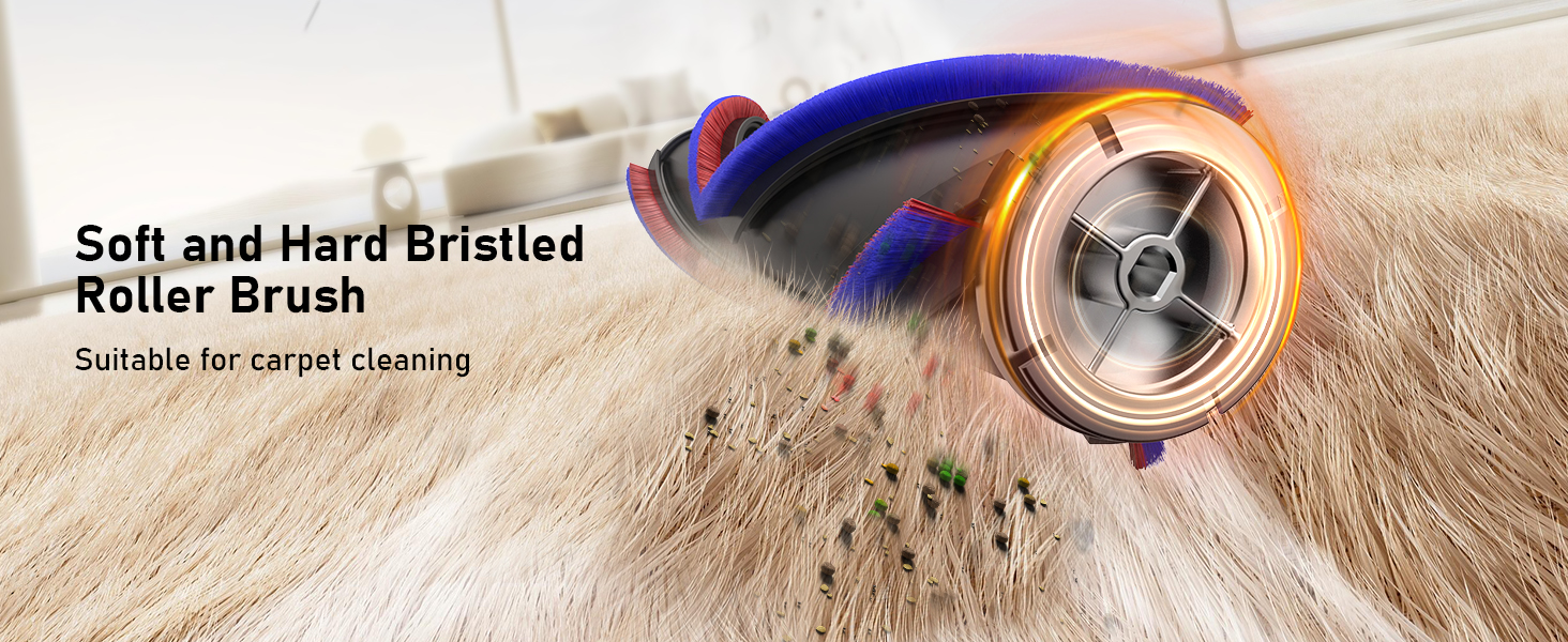 Акумуляторний пилосос бездротовий для шерсті тварин, 1.8л з дисплеєм, 55000Па/620Вт/75хв, вертикальний з анти-заплутувальною щіткою та док-станцією для килимів/твердих підлог/авто, фіолетовий