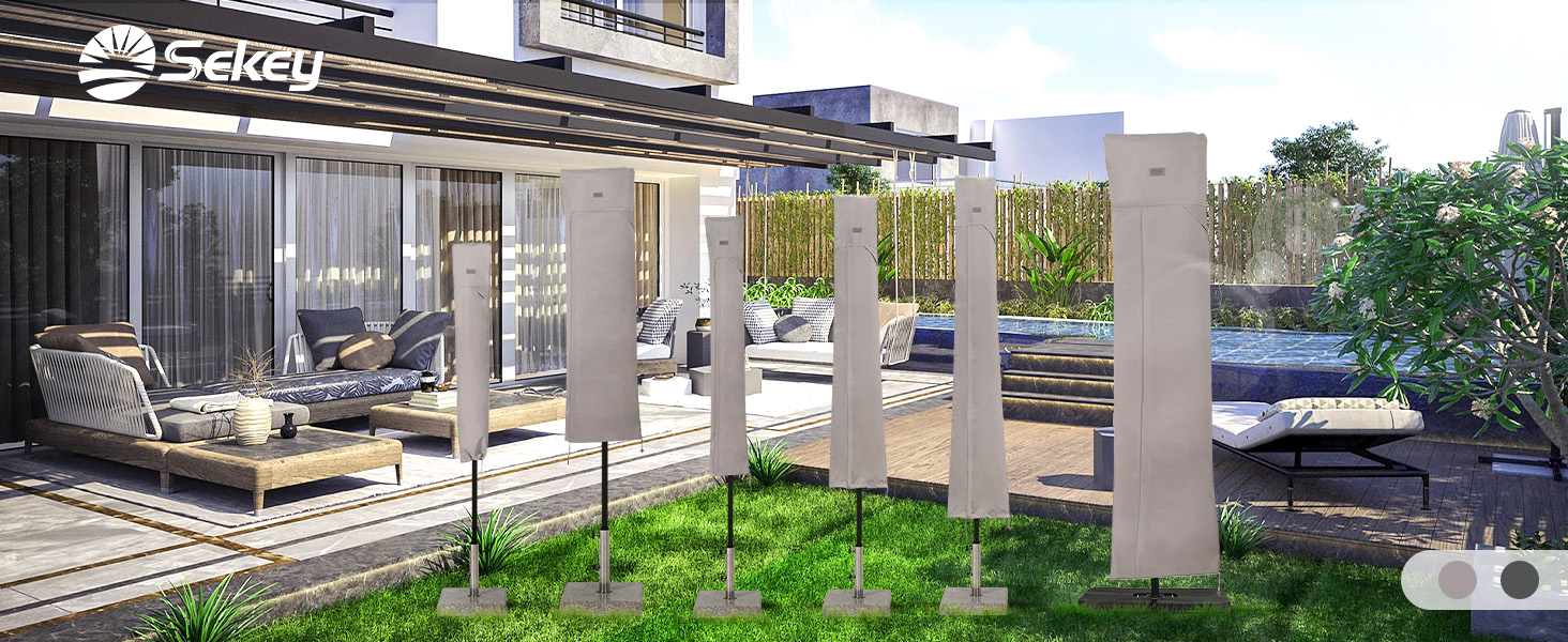 Захисний чохол для парасольки/газонного парасольки, сірий, 260x65 см