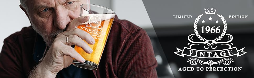 Пивний келих LIGHTEN LIFE 450 мл в дерев'яній подарунковій коробці, 1966 рік народження - ідеальний подарунок чоловікові/батькові на 60 років