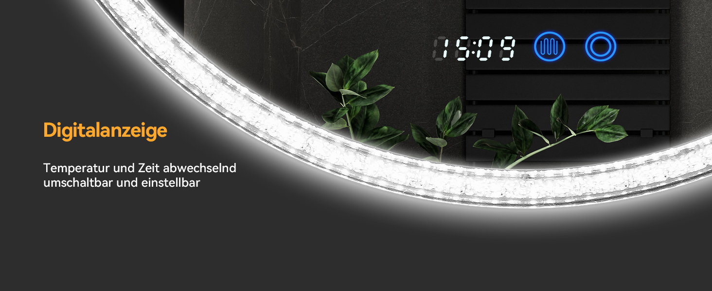 Дзеркало для ванної кімнати YOURLITE з підсвічуванням, діаметр 60 см, LED, 3 кольори, регулювання яскравості, сенсорна кнопка, антизапар, пам'ять, IP44, срібний