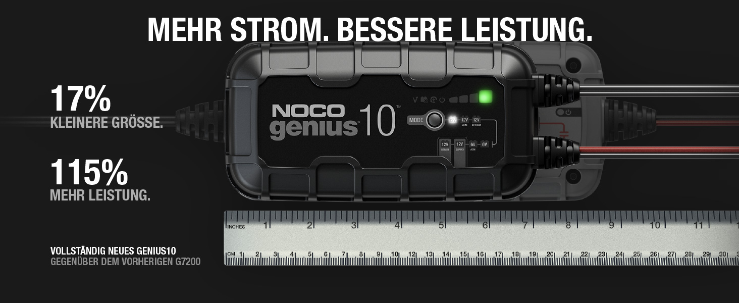 NOCO GENIUS10: Інтелектуальне зарядне пристрій для акумуляторів 6V/12V - Автоматичний підтримуючий заряд, сульфатор, захист від перевантаження, температурна компенсація - Для свинцево-кислотних та літієвих акумуляторів