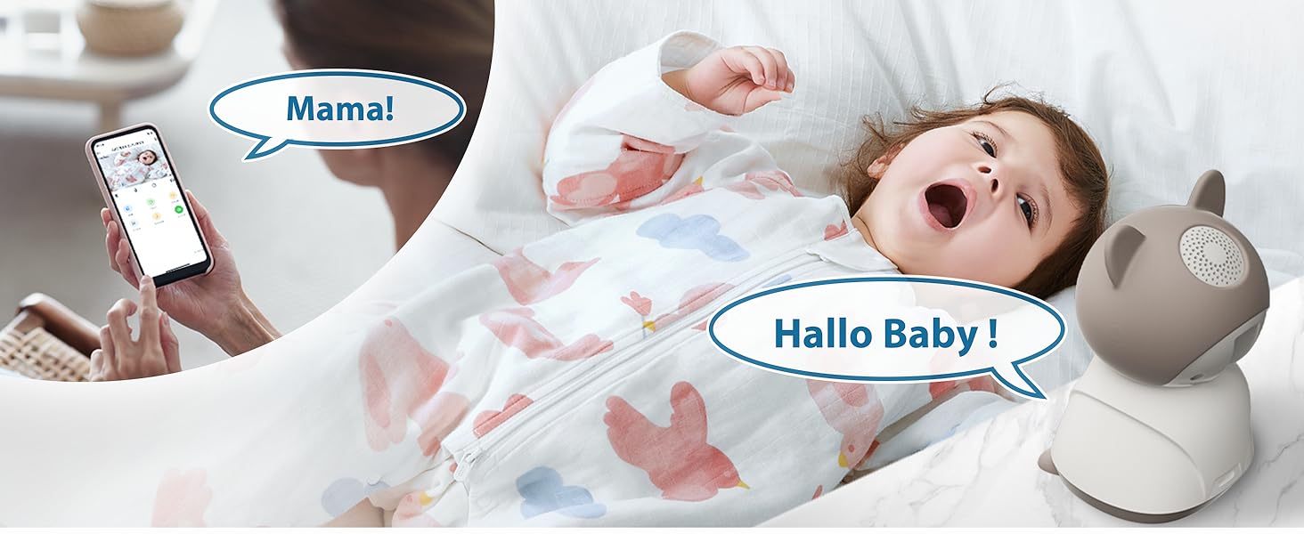 Відеоняня з камерою 2K PTZ: монітор для немовлят з нічним баченням, датчиком руху, лушпаннями, зумом 4x та записом