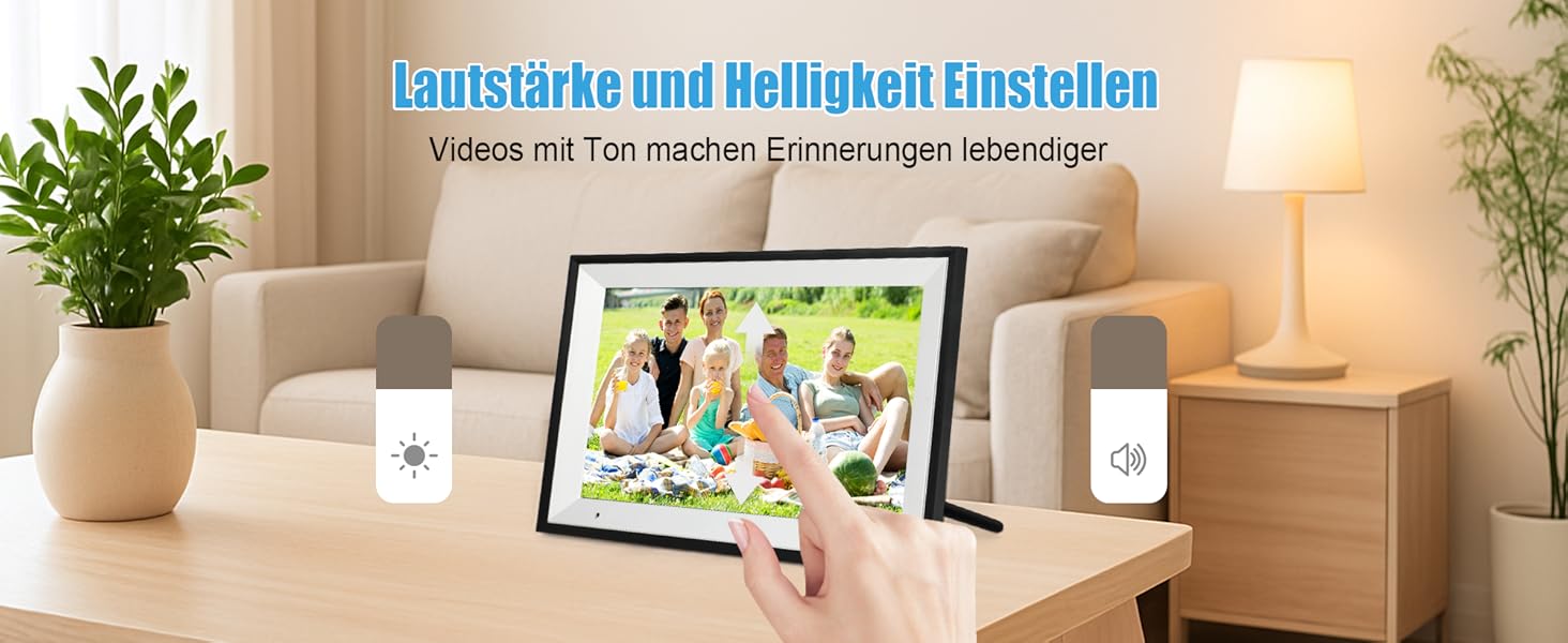 Цифровий фоторамка WiFi 10,1 дюйма, IPS HD сенсорний екран, 32GB, автоматичне обертання, підключення з будь-якого місця, чорний