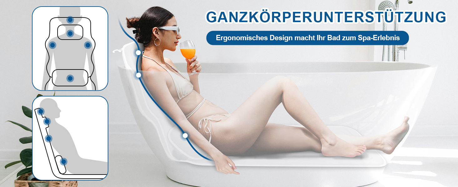 Подушка для ванни Luxus Dicke: повне тіло, підтримка голови, шиї та плечей. Комфорт та розслаблення. Аксесуари для спа.