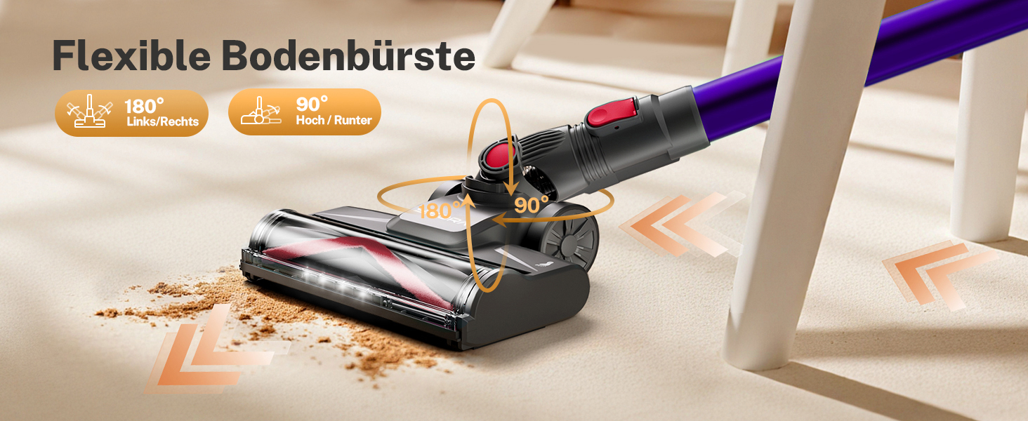 Бездротовий акумуляторний пилосос 25000Pa з антинамотувальною насадкою та автономністю 50 хвилин. Підходить для килимів, твердих підлог та видалення шерсті тварин. Колір: фіолетовий