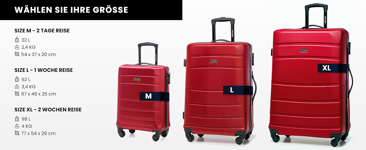 Чемодан на колесах WITTCHEN Globe Line, ручна поклажа, ABS, кодовий замок, 25 x 33 x 33 x 16,5 см, Lufthansa/Eurowings/Ryanair/Condor/Discover Airlines (косметичка, червоний)