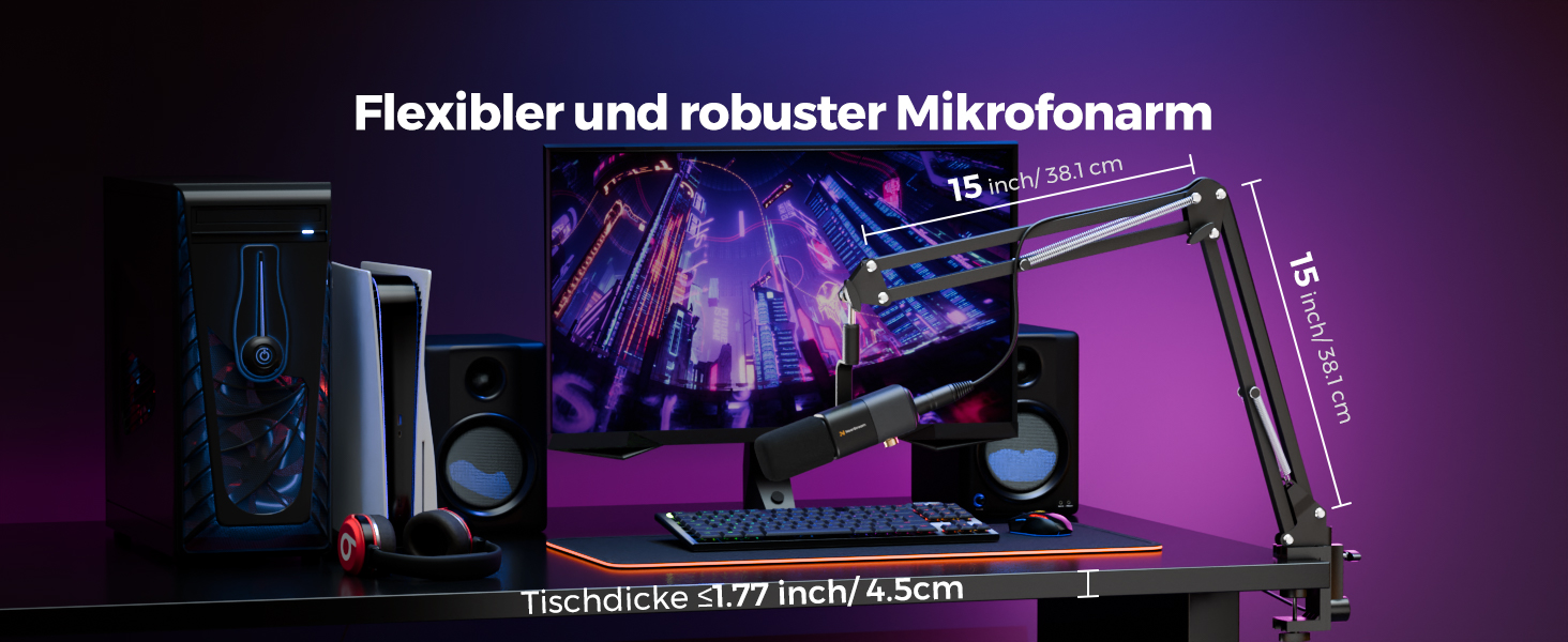 Конденсаторний мікрофон NearStream AM25X з підставкою, USB/XLR, для подкастів, стрімінгу, студії та ігор (PC/PS5/PS4), з функцією моніторингу та шумозаглушення