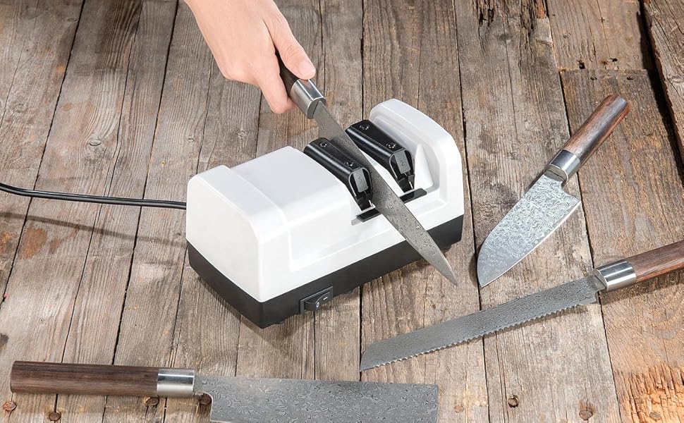 Електричний професійний точило для ножів Rosenstein & Söhne з алмазним диском, грубе та тонке точіння, 60 Вт
