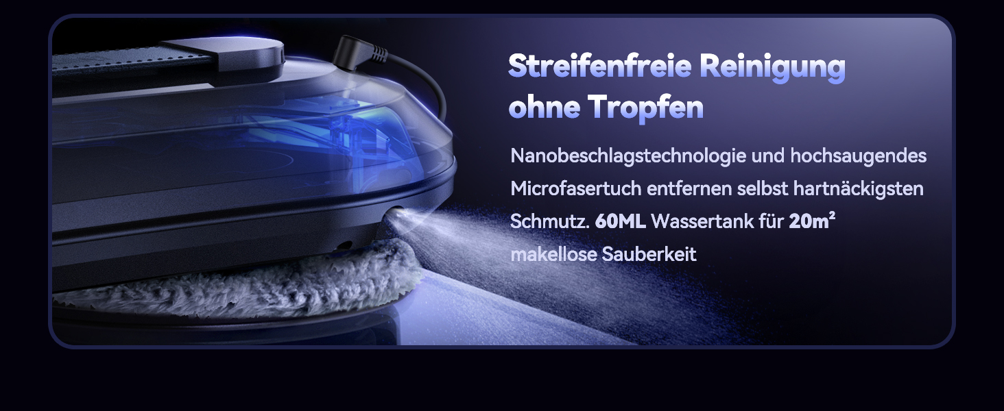 Робот для миття вікон Yeerain з функцією розпилення, потужність всмоктування 7000Pa, тиха робота, 3 режими очищення, інтелектуальна навігація, розпізнавання країв, в комплекті 10 мікрофібрових серветок сірого кольору 'Зоряне небо'