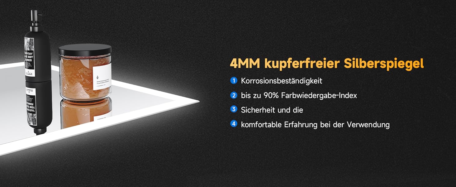 Дзеркало для ванної кімнати SONNI з підсвічуванням 80x60 см, 3 кольори світла, проти запотівання, LED, сенсорна кнопка, годинник, температура, 3-кратне збільшення