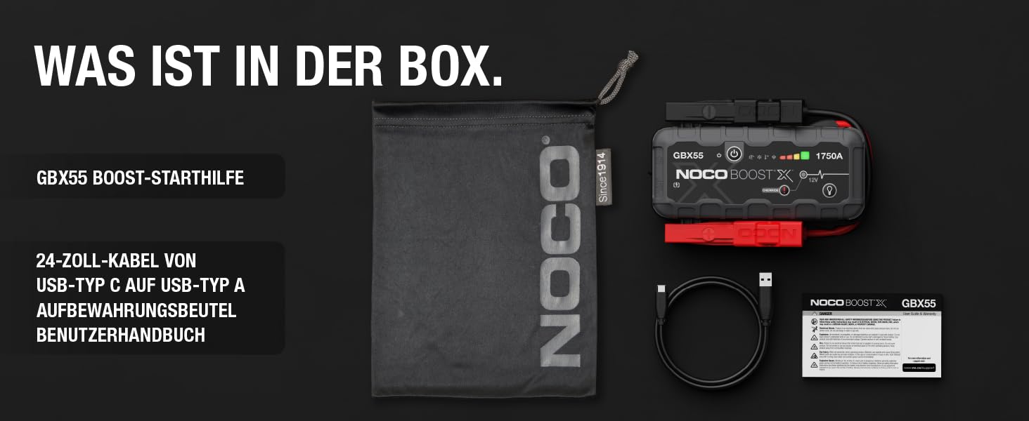 NOCO Boost X GBX55: Портативний пусковий пристрій (Powerbank) – 1750A, 12V, для бензинових двигунів до 7.5L та дизельних до 5.0L