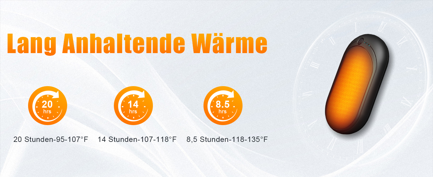 Електричний нагрівач для рук, перезарядна пара, 6000mAh, USB-кабель, 3 режими нагріву, 20 годин тепла, для активного відпочинку взимку, чорний
