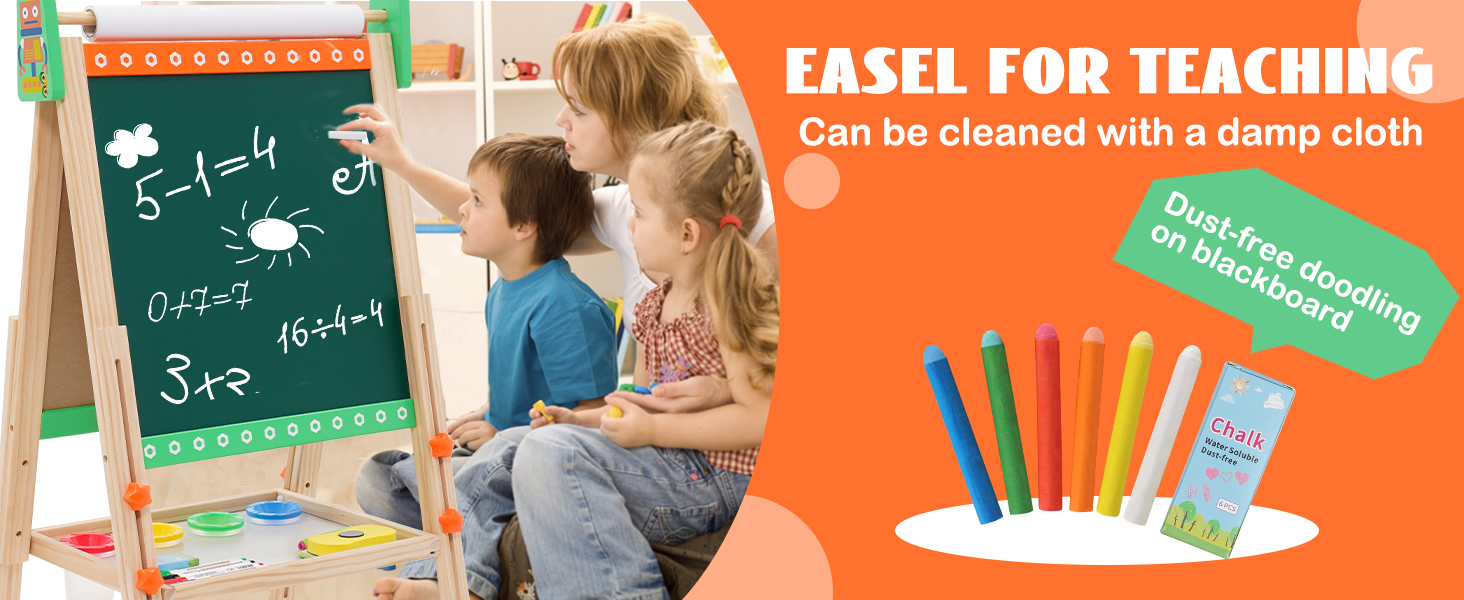 Дерев'яна мольберт Kinder Tafel з паперовою рулонкою, регульована висота, зелений колір